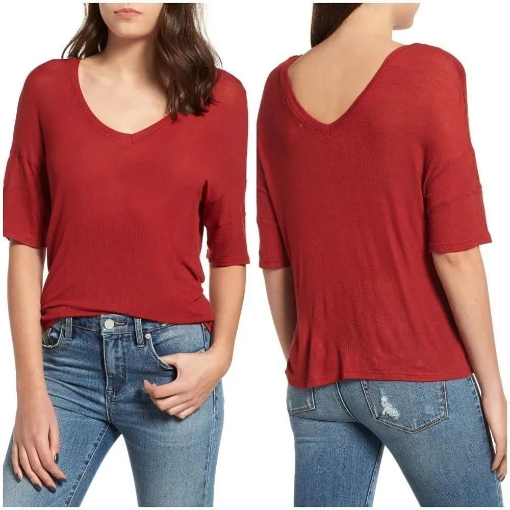 Project Social T Carina Double Vneck Tee sz Med
